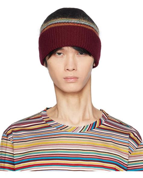 Paul Smith Black Signature Stripe Beanie In Blue For Men Lyst Uk