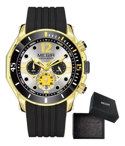 Reloj cronógrafo de cuarzo luminoso impermeable Megir color correa