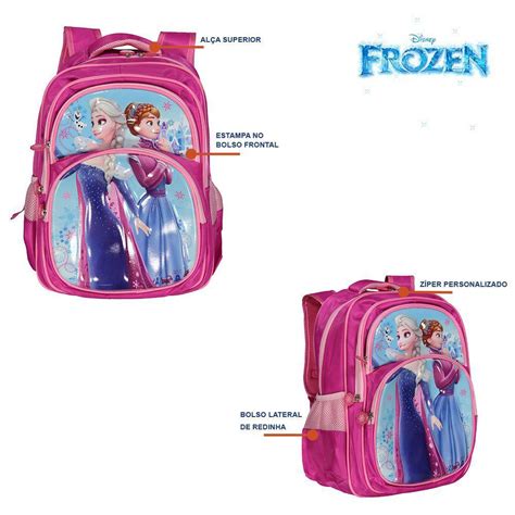 Kit Mochila Escolar Infantil Disney Elsa E Anna Frozen De Costas Toys