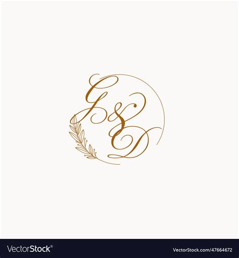 Initials Gd Wedding Monogram Logo With Leaves Vector Image