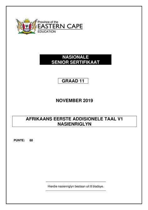 AFR FAL P1 GR11 MEMO NOV2019 NASIONALE SENIOR SERTIFIKAAT GRAAD 11