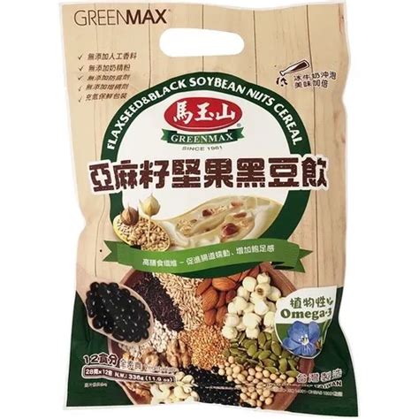 Greenmax Flaxseed Black Soybean Nuts Cereal 马玉山亚麻籽坚果黑豆饮 28g x 12pkt