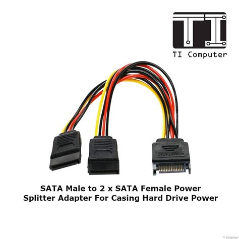 SATA Male to 2 x SATA Female Power Splitter Adapter For Casing Hard ...