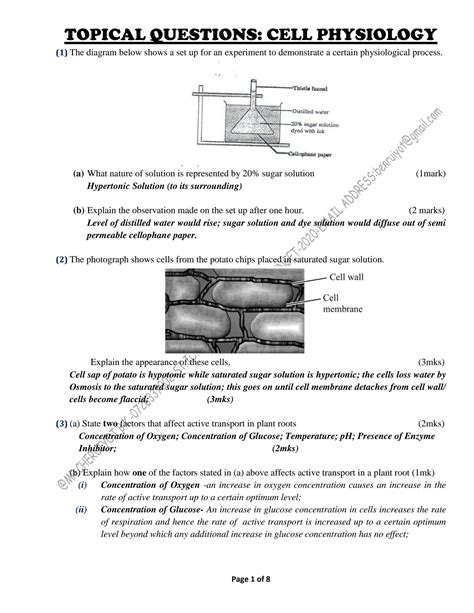 Solution Biology Cell Physiology Questions Studypool