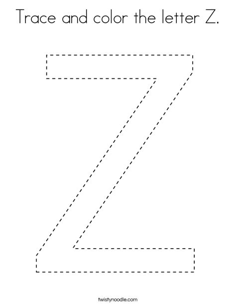 Trace And Color The Letter Z Coloring Page Twisty Noodle