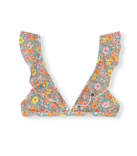 Top Bikini Con Volantes En Estampado Floral