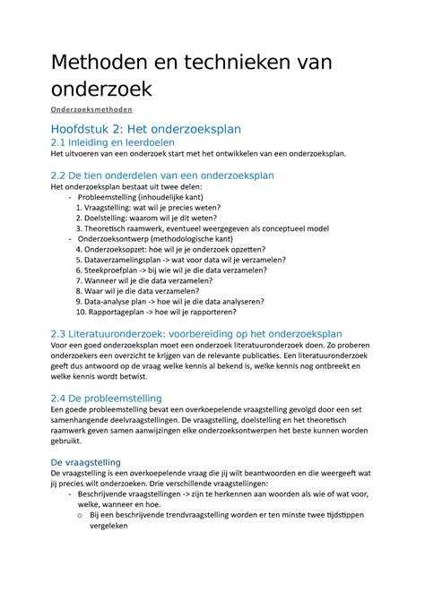 Samenvatting Onderzoeksmethoden Methoden En Technieken Van Onderzoek