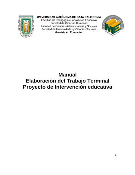 PDF Manual Elaboración del Trabajo Terminal Proyecto de pedagogia