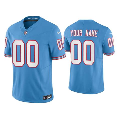 Men Oilers Throwback Limited Custom Titans Light Blue Jersey Choose