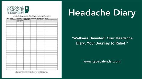 Free Printable Headache Diary Templates PDF Excel