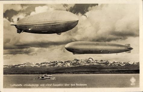 Ansichtskarte Postkarte Luftschiffe Hindenburg Und Graf Akpool De