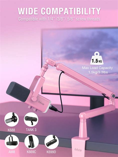 Fifine FIFINE Low Profile Boom Arm Mic Stand Microphone Arm Stand With