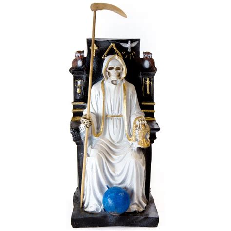 Imagen Santa Muerte Sobre Trono Imperial Cm Blanca C Amuleto