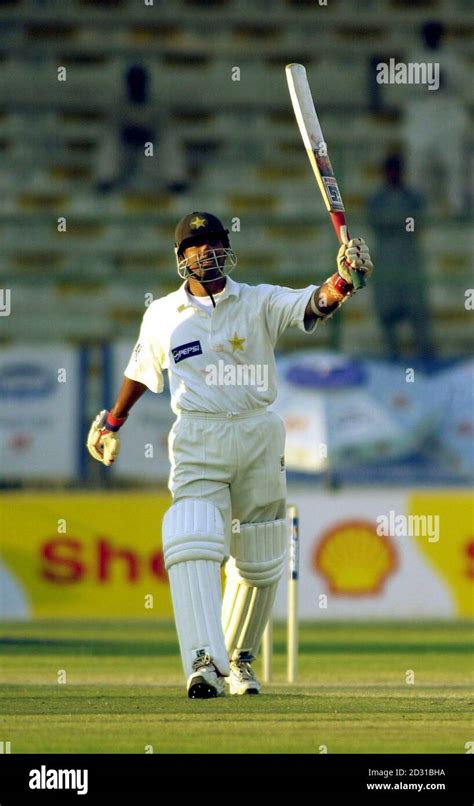 Pakistans Yousuf Youhana Celebrates His Century During The First Day