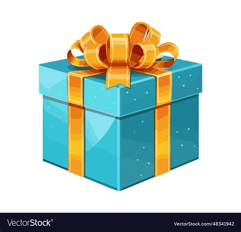 Blue gift box with ribbon Royalty Free Vector Image