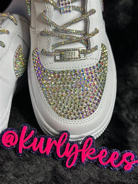 Custom Nike Air Force Ones/ Nike Swoosh and Toe Box Blinged - Etsy