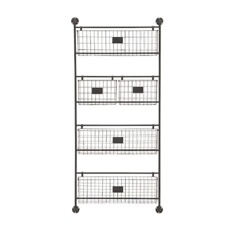 Litton Lane Black Wall Mounted Slots Magazine Rack Holder With