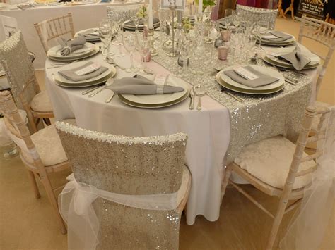 Sequin Chair Veils And Sequin Table Runner Designed And Supplied By