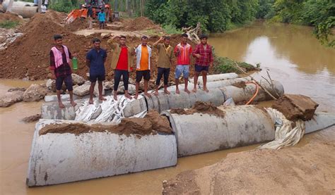 Kothagudem Several Villages Cut Off After Rain Washes Away Road