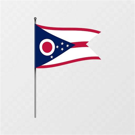 Premium Vector Ohio State Flag On Flagpole Vector Illustration