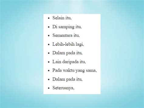 penanda wacana senarai contoh  karangan