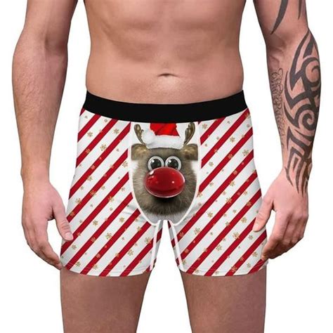 BOXER SHORTY Noël Rouge Boxer Homme Nuisette Sexy Erotique Lingerie