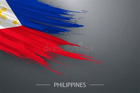 D Grunge Brush Stroke Flag Of Philippines Stock Vector Illustration