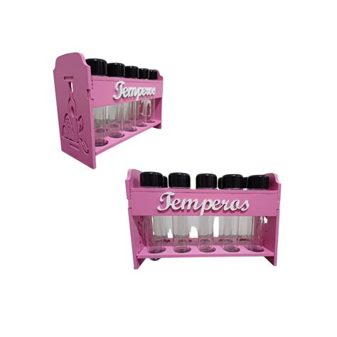 Porta Tempero E Condimentos Bancada Cozinha PINK 10 Tubetes Shopee Brasil