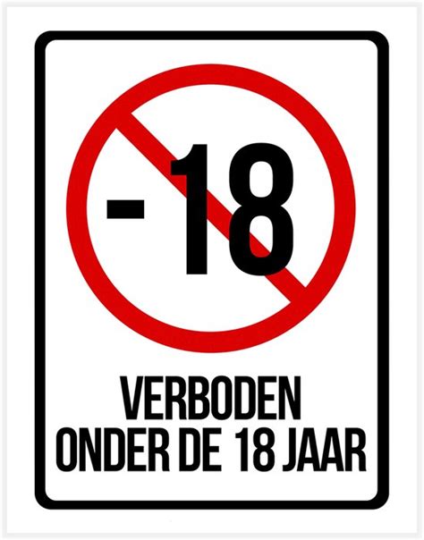 Pictogram Bord Verboden Onder De 18 Jaar 19 X 25 Cm