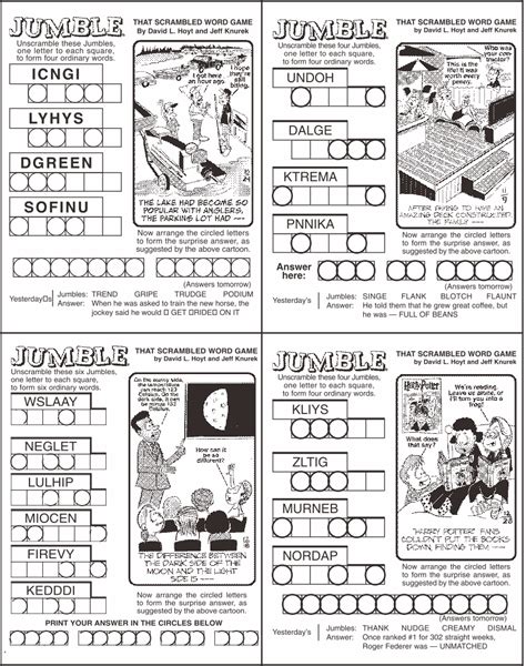 Jumble Printable Puzzle