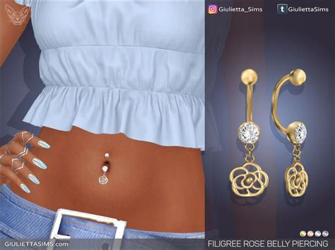 Feyona S Filigree Rose Belly Piercing For Custom Skin Tones In