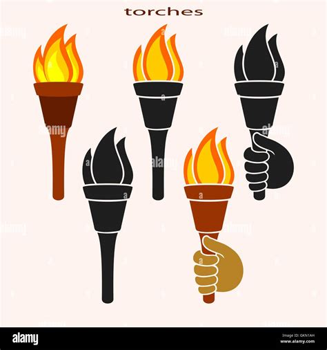 Set Of Burning Torches Stock Vector Image And Art Alamy