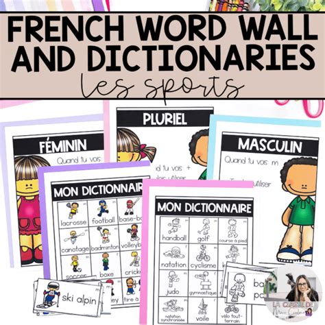 French Sports Vocabulary Word Wall Cards Cartes De Vocabulaire Les