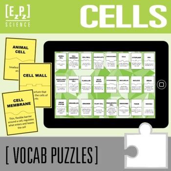 Cells Vocabulary Activity Digital And Print Self Checking Science Puzzles