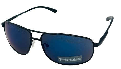 Timberland Sunglass Mens Black Metal Rectangle Aviator Flash Lens