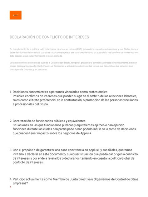 Declaración De Conflicto De Intereses Pdf Privacidad Microsoft