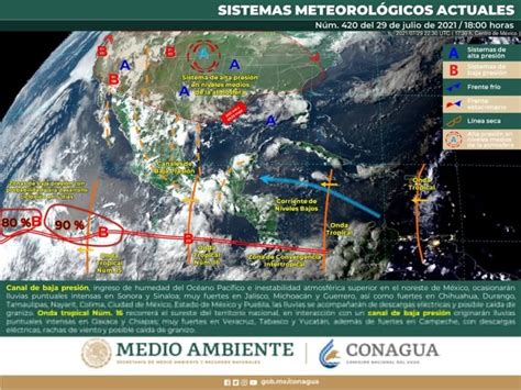 Se prevén lluvias fuertes en zonas del Istmo Costa y Sierra Sur en