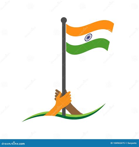 Mano Que Sostiene La Bandera Vector De La Bandera De La India El