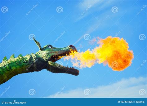 Dragon Blowing Fire Stock Image Image Of Mythology 127474925