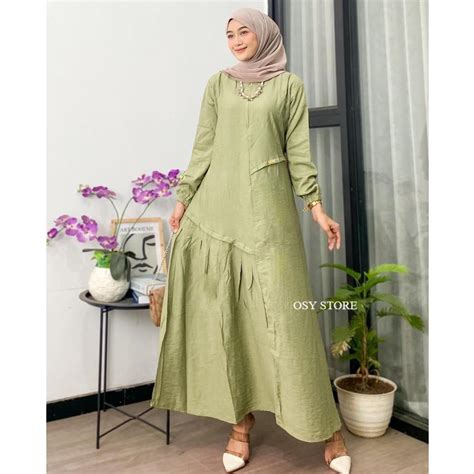 Jual Gamis Malika Gamis Dress Polo Linen Premiun Terbaru Ld Busui