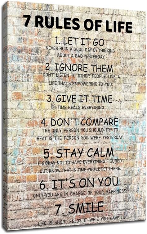 Amazon Inspirational Canvas Wall Art 7 Rules Of Life Motivational