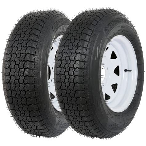 Trailer Tire On Rim ST205/75D14 205/75 14 in. LRC 5 Bolt Hole White Spoke Wheel - Walmart.com