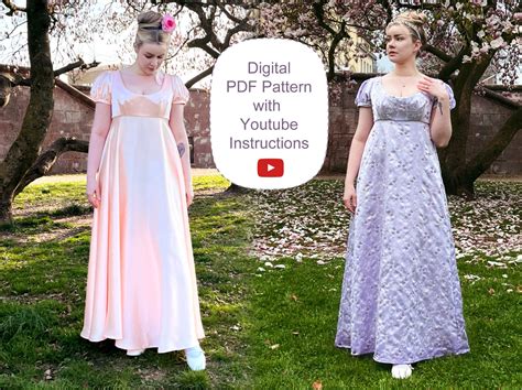 Digital Pdf Pattern For Regency Dress Ball Gown Double Etsy