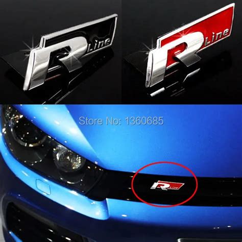 3d Metal Car Sticker Rline Front Emblem For Vw Jetta Passat Cc Polo Tiguan Chrome R Line Logo