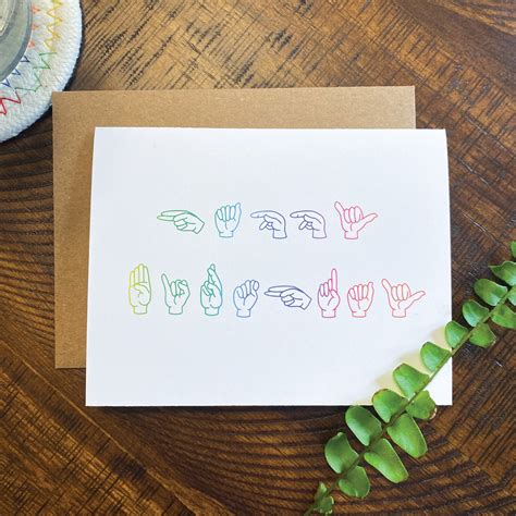 Asl Happy Birthday In Sign Language Card Hand Drawn Etsy