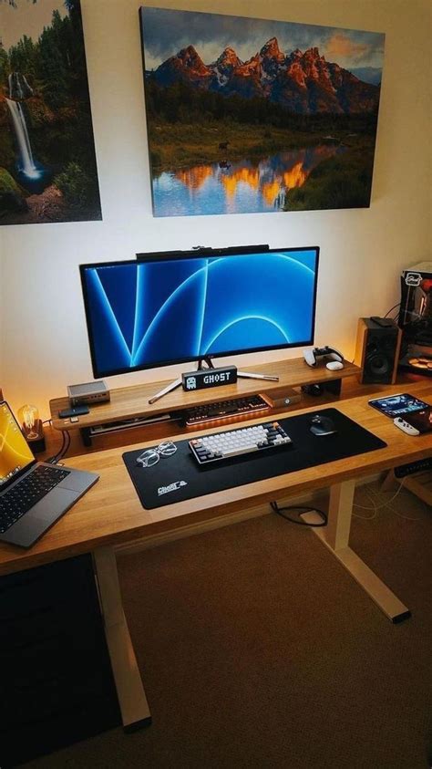 home office desk for monitors and laptop | Computer desk setup, Home ...