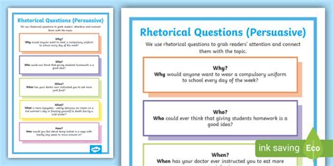 Rhetorical Questions Display Poster Persuasive Twinkl