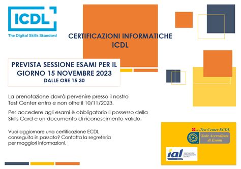 CERTIFICAZIONI ICDL SESSIONE DESAME DEL 15 11 2023 IAL Molise