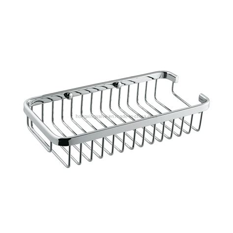 Square Wall Mounted Rack Dish Brass Chrome Plate Bathroom Soap Basket