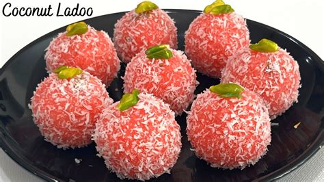 Coconut Laddu Rose Coconut Ladoo Nariyal Ladoo Recipe Kobbari Laddu